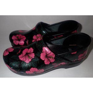 Dansko Professional Pink Hibiscus Patent Leather Clog Women's Size 41 10.5-11